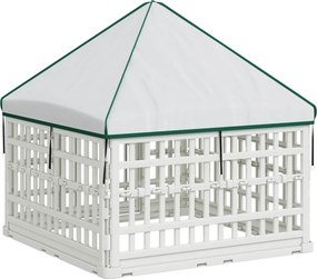 vidaXL 4 Πάνελ Τσουληθράκι με Σκεπή 88 x 88 x 112 εκ Πλαστικό Λευκό