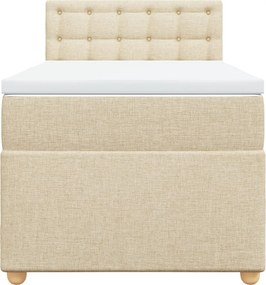 vidaXL Κρεβάτι Boxspring με Στρώμα Κρεμ 90x190 εκ.Υφασμάτινο