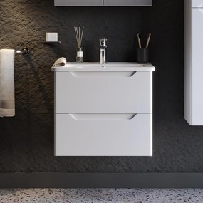 Bathroom bench with washbasin PERLA 60 White 60x46x53 cm 60x46x56 εκ.