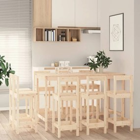 Σετ Επίπλων Μπαρ 9 Τεμαχίων από Μασίφ Ξύλο Πεύκου - Καφέ
