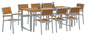 vidaXL Σέτ φαγητού για κήπο 9 pcs Γκρι και καφέ 200 x 90 x 75 cm