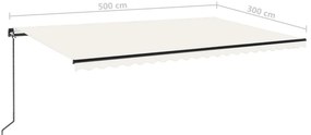 vidaXL Τέντα Συρόμενη Χειροκίνητη Κρεμ 500 x 300 εκ.
