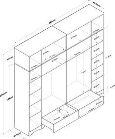 Εξαφυλλη Ντουλαπα Λευκό BA133 48.3x245x226