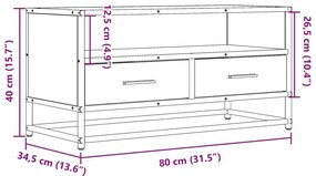 Έπιπλο Τηλεόρασης Μαύρο 80x34,5x40 εκ. Επεξεργ. Ξύλο / Μέταλλο - Μαύρο