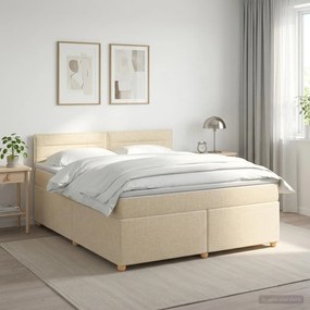 vidaXL Κρεβάτι box spring με στρώμα Κρεμ 140 x 200 cm Ύφασμα