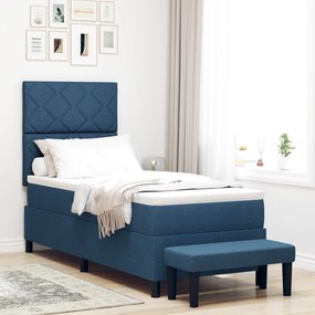 vidaXL Κρεβάτι με ελατήρια με στρώμα Μπλε 80 x 200 cm ύφασμα