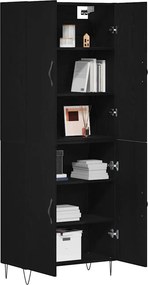 vidaXL Highboard 2 pcs Μαύρη Οξυά Μηχανική ξυλεία και γυαλί