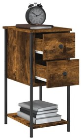 vidaXL Κομοδίνα 2 Τεμ. Καπνιστή Δρυς 32x42x70 εκ. Επεξεργασμένο Ξύλο