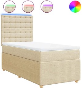 vidaXL Κρεβάτι Boxspring με Στρώμα Κρεμ 100 x 200 εκ. Υφασμάτινο