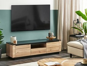 Τραπέζι Tv Berwyn 1130, Μαύρο, Ανοιχτό χρώμα ξύλου, 152x39x40cm, 36 kg | Epipla1.gr