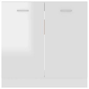 Ντουλάπι Νεροχύτη Γυαλιστερό Λευκό 80x46x81,5 εκ. Μοριοσανίδα - Λευκό