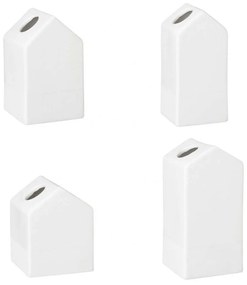 Βάζα Σπιτάκια (Σετ 4Τμχ) LBTRD0012928 5,5/8,5cm White Raeder Πορσελάνη