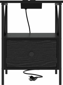vidaXL Κομοδίνο 2 τμχ. Μαύρη Οξυά 41,5 x 40,5 x 55 εκ.
