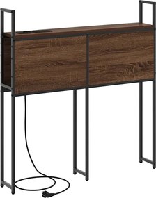 vidaXL Κεφαλάρι Αποθήκης με Σταθμό Φόρτισης με ράφι Καφέ δρυς 98 cm