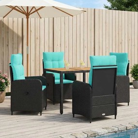 vidaXL Σετ Εξωτερικής Τραπέζης 5 τμχ. Black and Turquoise