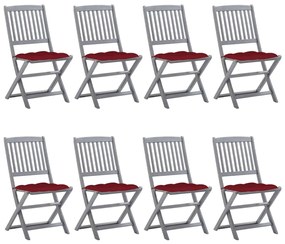 3078314 vidaXL Καρέκλες Εξ. Χώρου Πτυσσόμενες 8 τεμ. Ξύλο Ακακίας &amp; Μαξιλάρια Γκρι, 1 Τεμάχιο