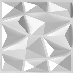 Costway Σετ 50 τμχ Διακοσμητικά Πάνελ PVC Diamond 30x30 εκ. Λευκό HZ10349WH