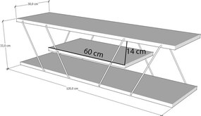 Έπιπλο Τηλεόρασης Τραβερτίνη / Χρυσό CLOGEDO 120x30x33