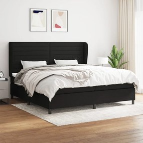 vidaXL Κρεβάτι Boxspring με Στρώμα Μαύρο 200x200 εκ. Υφασμάτινο