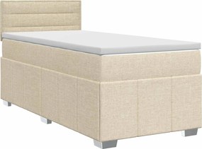 vidaXL Κρεβάτι box spring με στρώμα Κρεμ 90 x 200 cm Ύφασμα