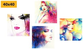 Σετ εικόνων κομψότητα γυναικών στο χρώμα - 4x 60x60