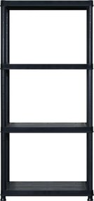 vidaXL Ραφιέρα Αποθήκευσης 4 Επιπέδων Μαύρη 244x30,5x130 εκ. Πλαστική