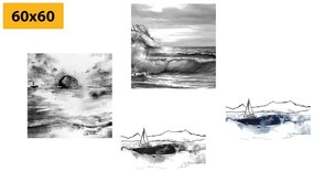 Σετ εικόνων θάλασσα σε απομίμηση ελαιογραφίας - 4x 40x40
