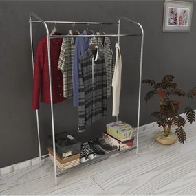 Stewehome μεταλλική διπλή κρεμάστρα ρούχων με βάση για μπουτίκ μεγάλη