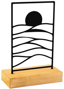 Διακοσμητικό Επιτραπέζιο Horizon 565TNL1242 24x8x17cm Natural-Black Aberto Design Μέταλλο,Ξύλο