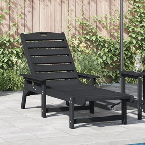 vidaXL Ξαπλώστρα Μαύρη 53x162x98.5 εκ HDPE