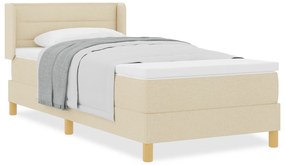vidaXL Κρεβάτι Στρατηγικής με Στρώμα, Κρεμ, 90 x 200 εκ, Υφάσμα.