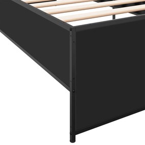 vidaXL Πλαίσιο Κρεβατιού Μαύρο 90 x 190 εκ. Επεξ. Ξύλο &amp; Μέταλλο