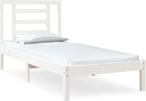 vidaXL Πλαίσιο Κρεβατιού Λευκό 75x190 εκ. Μασίφ Ξύλο Small Single