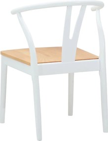 vidaXL Καρέκλα τραπεζαρίας 2 pcs Λευκό και Φυσικό Στερεό Ξύλο Ραβέντι