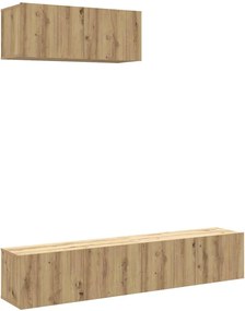 vidaXL Σετ ντουλαπιών τηλεόρασης 3 τεμαχίων Επιτοίχιο Τεχνικής Δρυς