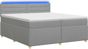 vidaXL Κρεβάτι box spring με στρώμα Ανοιχτό γκρι 200 x 200 cm Ύφασμα