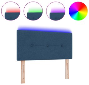 vidaXL LED Υποστήριγμα Κεφαλής Με Τούφες Μπλε 100 cm Ύφασμα