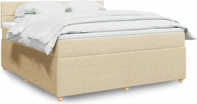 vidaXL Κρεβάτι Boxspring με Στρώμα Κρεμ 180x200 εκ. Υφασμάτινο