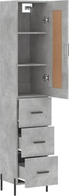 vidaXL Ντουλάπι Γκρι Σκυροδέματος 34,5x34x180 εκ. Επεξεργασμένο Ξύλο