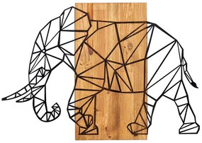 Διακοσμητικό Τοίχου Big Elephant 279ENZ1764 82x58cm Walnut-Black Wallity Μέταλλο,Ξύλο