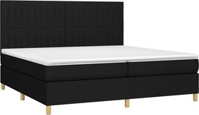 vidaXL Κρεβάτι Boxspring με Στρώμα &amp; LED Μαύρο 200x200 εκ. Υφασμάτινο