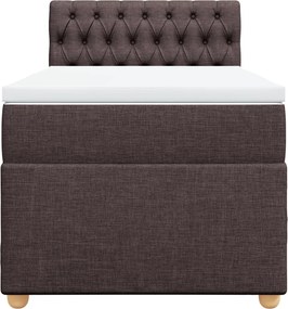 vidaXL Κρεβάτι Boxspring με Στρώμα Σκούρο Καφέ 90x190 εκ. Υφασμάτινο