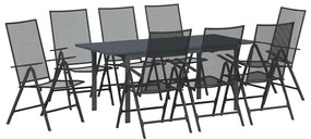 vidaXL Σέτ φαγητού για κήπο 9 pcs Ανθρακί Ατσάλι