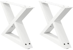 vidaXL Πόδια Τραπεζιού Σαλονιού 2 τεμ. Λευκά 60x(30-31,3) εκ. Ατσάλι