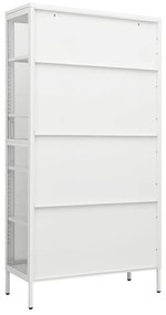 vidaXL Ντουλάπα Βιτρίνας Λευκή 90 x 40 x 180 εκ. Ατσάλι / Ψημένο Γυαλί