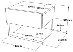 Κομοδίνο Conquer pakoworld επιτοίχιο γκρι antique 40x35x31εκ - 176-000117 - 176-000117