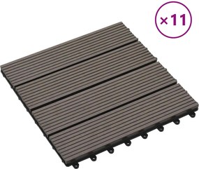 vidaXL Πλάκα Κατασκευής 11 pcs Σκούρο Καφέ 30 x 30 cm WPC