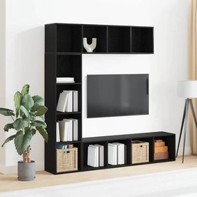 vidaXL Βιβλιοθήκες 3 τεμ Μαύρη Δρυς 36x30x143 εκ Επεξεργασμένο Ξύλο