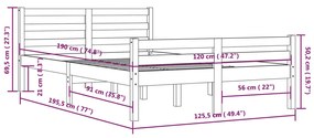 ΠΛΑΙΣΙΟ ΚΡΕΒΑΤΙΟΥ ΓΚΡΙ 120X190 ΕΚ. ΜΑΣΙΦ ΞΥΛΟ 4FT SMALL DOUBLE 814791