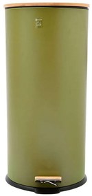 Κάδος Απορριμάτων Soft Close Bamboo Essentials 29x65,6cm 30lt Olive Estia Μέταλλο,Bamboo